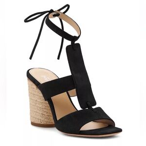 Botkier - Alexia Black Suede Ankle Tie Sandal Heels